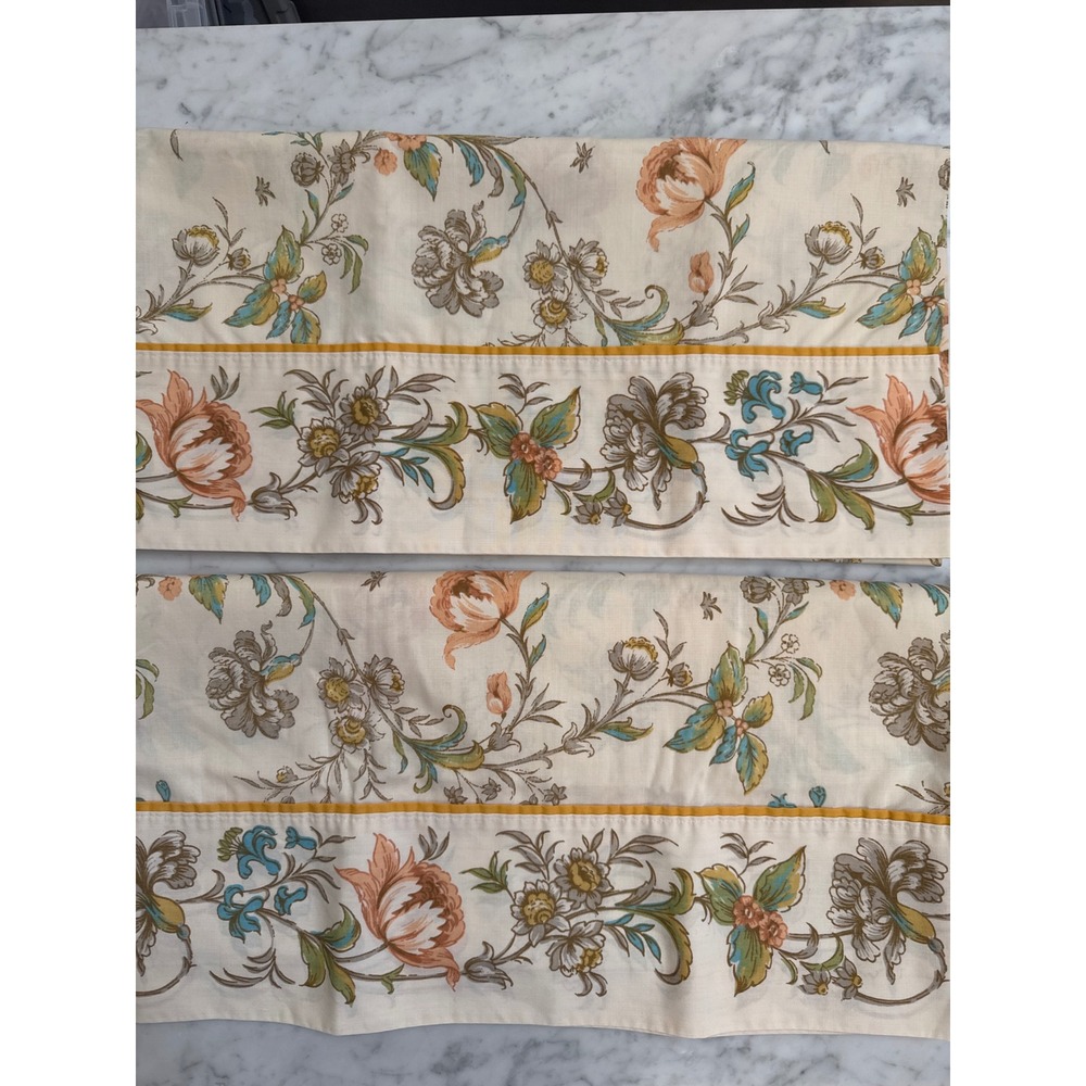 Vintage Springmaid Wondercale King Pillowcases Floral Chintz Set of 2 Cream 1075